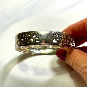 Brighton Mingle Bangle Oval Hinged Bracelet Silver Plated GUC